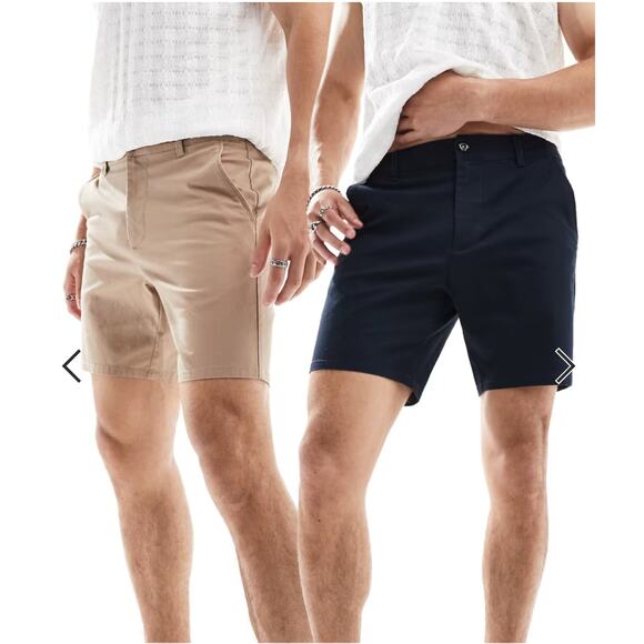 NWOT ASOS Chino Shorts 2-Pack Men’s 6" Inseam W28 Streetwear Smart Casual - Picture 6 of 6